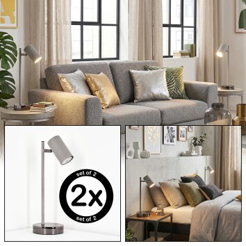 Javel Tischleuchte 2-er Set LED Chrom, Grau, 1-flammig