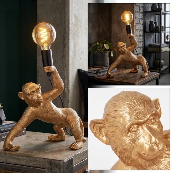 Kemor Tischleuchte Gold, Schwarz, 1-flammig