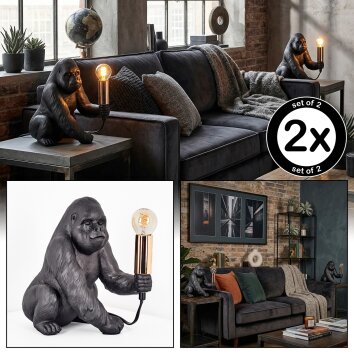 Zarik Tischleuchte 2-er Set Kupferfarben, Schwarz, 1-flammig