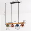 Koyoto Hängeleuchte Glas 15 cm Naturfarben, Schwarz, 4-flammig