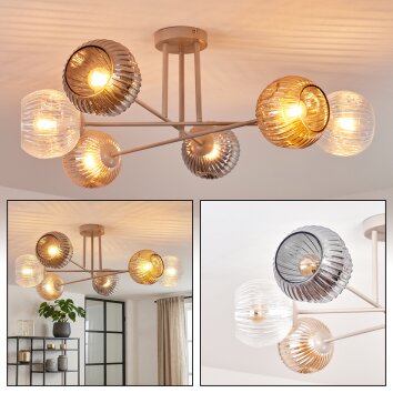 Ripoll Deckenleuchte Glas 15 cm Sandfarben, 6-flammig