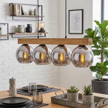 Koyoto Hängeleuchte Glas 15 cm Naturfarben, Schwarz, 4-flammig