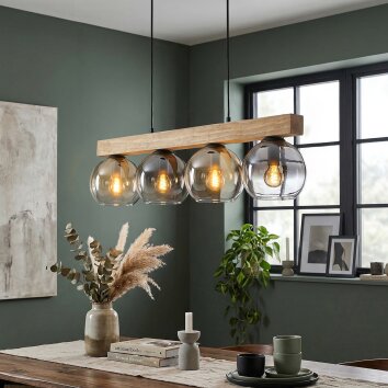 Koyoto Hängeleuchte Glas 15 cm Naturfarben, Schwarz, 4-flammig