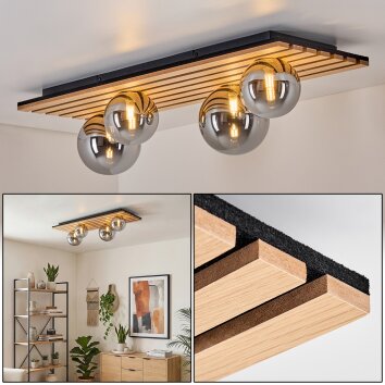 Venok Deckenleuchte Naturfarben, Schwarz, 4-flammig