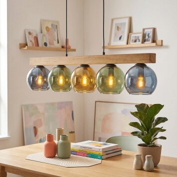 Koyoto Hängeleuchte Glas 15 cm Naturfarben, Schwarz, 5-flammig