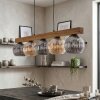 Ripoll Hängeleuchte Glas 15 cm Naturfarben, Schwarz, 5-flammig