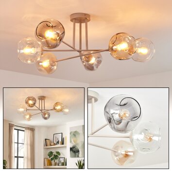 Ripoll Deckenleuchte Glas 15 cm Sandfarben, 6-flammig