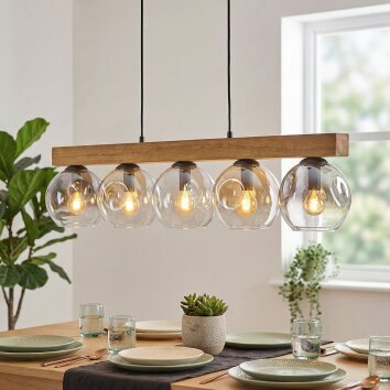Ripoll Hängeleuchte Glas 15 cm Naturfarben, Schwarz, 5-flammig