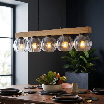 Koyoto Hängeleuchte Glas 15 cm Naturfarben, Schwarz, 5-flammig