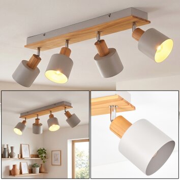 Olaris Deckenleuchte Chrom, Grau, Naturfarben, 4-flammig