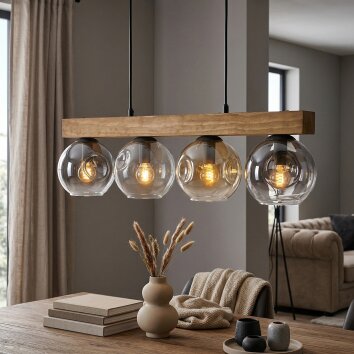 Ripoll Hängeleuchte Glas 15 cm Naturfarben, Schwarz, 4-flammig