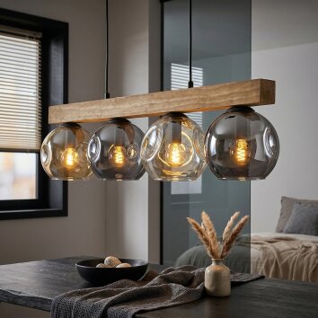 Ripoll Hängeleuchte Glas 15 cm Naturfarben, Schwarz, 4-flammig