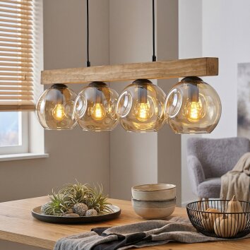 Ripoll Hängeleuchte Glas 15 cm Naturfarben, Schwarz, 4-flammig