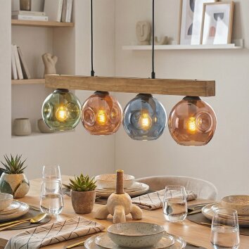 Ripoll Hängeleuchte Glas 15 cm Naturfarben, Schwarz, 4-flammig