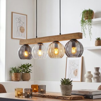 Koyoto Hängeleuchte Glas 15 cm Naturfarben, Schwarz, 4-flammig
