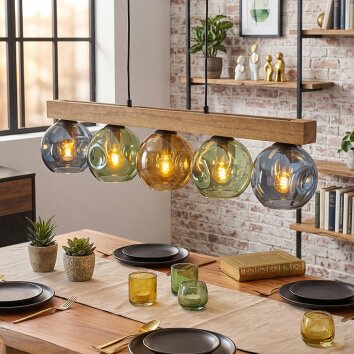 Ripoll Hängeleuchte Glas 15 cm Naturfarben, Schwarz, 5-flammig