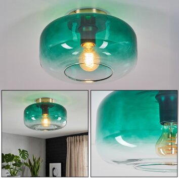 Boza Deckenleuchte Glas 28 cm Gold, Schwarz, 1-flammig