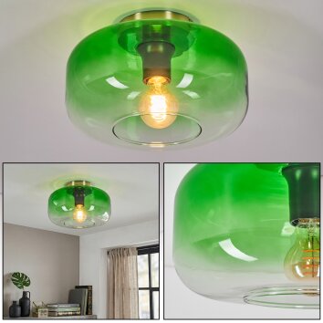 Boza Deckenleuchte Glas 28 cm Gold, Schwarz, 1-flammig