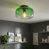 Retro-Deckenleuchte Boza mit grünem Farbverlauf im Glasschirm, sichtbarer E27-Fassung, ø 28 cm