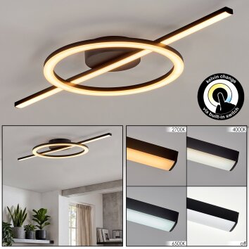 LED Ring-Deckenleuchte Nemil mit diagonalem Lichtstab, CCT 2700 Kelvin warmweiß