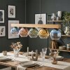 Koyoto Hängeleuchte Holzbalken mit bunten Glasschirmen, 5-flammige Pendelleuchte, Länge 95 cm