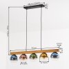 Koyoto Hängeleuchte Holzbalken mit bunten Glasschirmen, 5-flammige Pendelleuchte, Länge 95 cm
