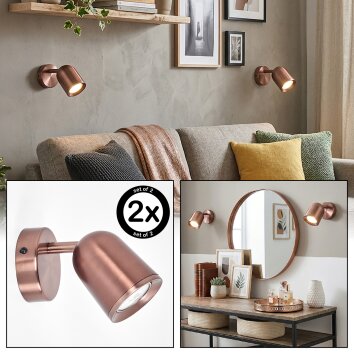 Lemak LED Wandleuchte Bronze 2er Set, GU10 Wandspot dreh- und schwenkbar