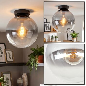 Gastor Deckenleuchte Glaskugel Ø 25 cm, E27 Rauchglasoptik, modern retro