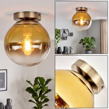 Retro-Kugelleuchte Gastor mit goldfarbenem Glasschirm ø 20 cm in Altmessing