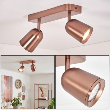 Lemak LED Deckenspot in Bronze, 2-flammiger Deckenstrahler dreh- und schwenkbar
