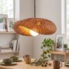 Bauro Bambus Hängeleuchte mit gewölbtem braun-naturfarbenem Schirm, Länge 50 cm