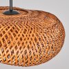 Bauro Bambus Hängeleuchte mit gewölbtem braun-naturfarbenem Schirm, Länge 50 cm