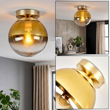 Gastor Kugel-Deckenleuchte mit gold-klarem Glasschirm ø 20 cm, Vintage-Stil