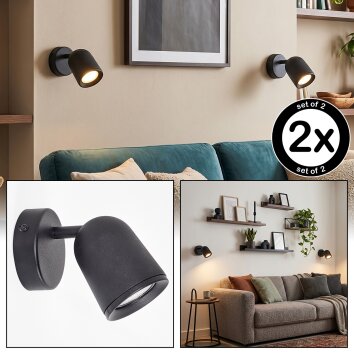 Lemak LED Wandspot innen 2er-Set, schwenkbare Wandleuchte aus Metall