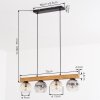 Ripoll Holzstab Pendelleuchte Esstisch 4-flammig, Länge 75 cm, Riffelglas ø 15 cm