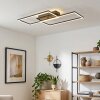 Flache LED Deckenleuchte Velani mit Rahmen und Holzlamellen, 3000 Kelvin warmweiß