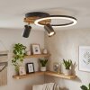 Velani LED Deckenleuchte Holz-Metall, naturfarbene Basis, 2 verstellbare Spots