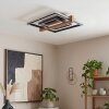Selani LED Deckenleuchte aus Holz und Metall, eckige Deckenlampe mit Fernbedienung