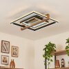 Selani LED Deckenleuchte aus Holz und Metall, eckige Deckenlampe mit Fernbedienung