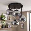 Chehalis Glaskugel-Deckenleuchte, 4-flammig, Rauchglas-Klarglas, G9, modern-vintage