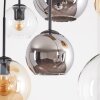 Koyoto Pendelleuchte Holz-Metall 6-flammig mit mehrfarbigen Glasschirmen ø 15/20 cm