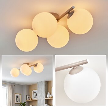 Gastor Deckenleuchte Kugel mit weißen Glasschirmen ø 15 cm, 4-flammig, sandfarben