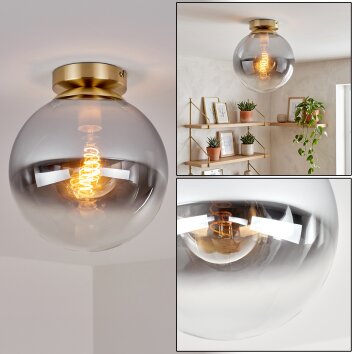 Gastor Deckenleuchte Glaskugel Messing mit rauchfarbenem Glasschirm ø 25 cm
