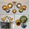 Koyoto Glaskugel-Deckenleuchte, 7-flammig, bunte Glasschirme ø 15 cm im Retro-Look