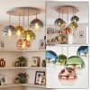 Moderne Cluster-Deckenleuchte Koyoto mit 5 bunten Glasschirmen ø 15 cm, E14