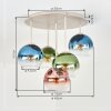 Moderne Cluster-Deckenleuchte Koyoto mit 5 bunten Glasschirmen ø 15 cm, E14