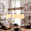 Koyoto Holzstab Pendelleuchte 60 cm, 3-flammig, weiße Glasschirme ø 15 cm