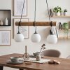Koyoto Holzstab Pendelleuchte 60 cm, 3-flammig, weiße Glasschirme ø 15 cm