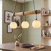 Koyoto Holzstab Pendelleuchte 60 cm, 3-flammig, weiße Glasschirme ø 15 cm