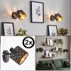Tallaboa Wandspot mit Schalter, 2er-Set, goldfarbener Stoff-Lampenschirm mit Muster